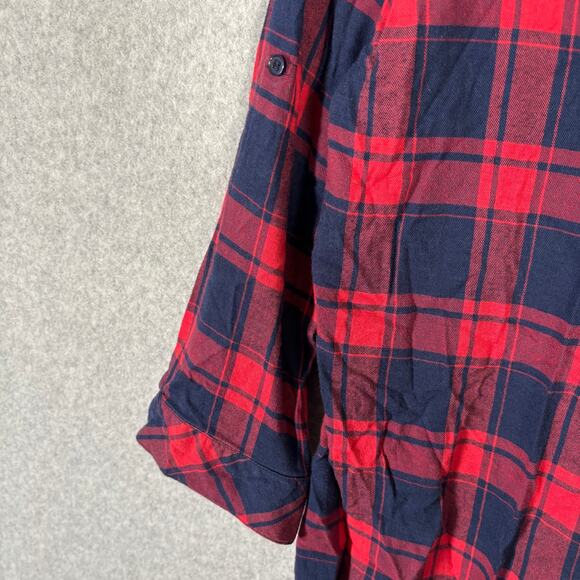Hester Orchard Shirt Women XL Red Navy Plaid Button Western Cowgirl Rodeo V Neck - Picture 6 of 9
